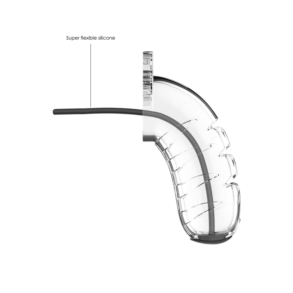 Man Cage 16 Male 4.5 Inch Clear Chastity Cage With Urethal Sound