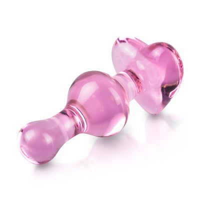 Icicles No.75 Pink Heart Glass Butt Plug