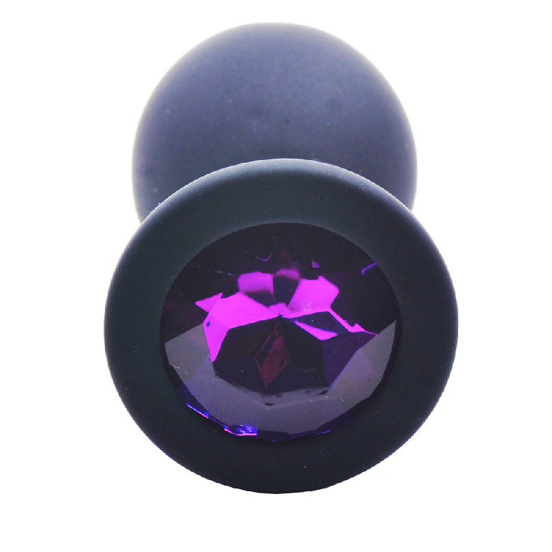 Large Black Jewelled Silicone Butt Plug