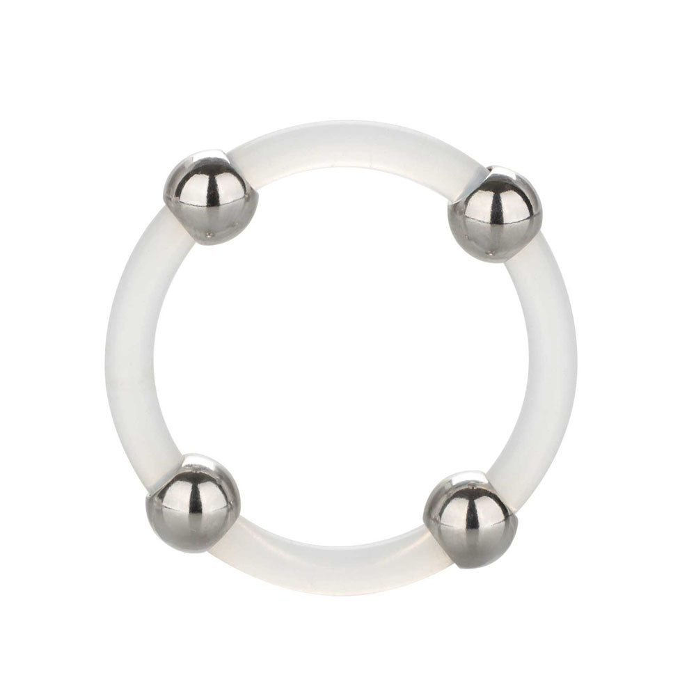 Steel Beaded Silicone Ring XL