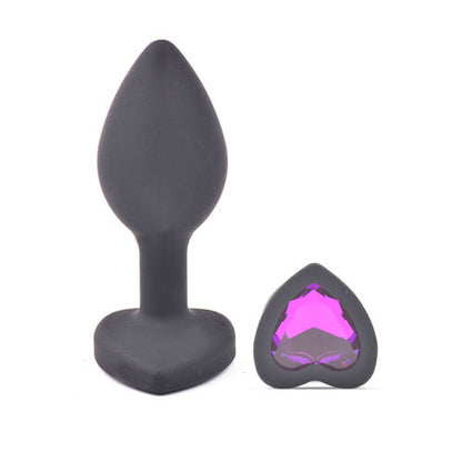 Small Heart Shaped Diamond Base Black Butt Plug