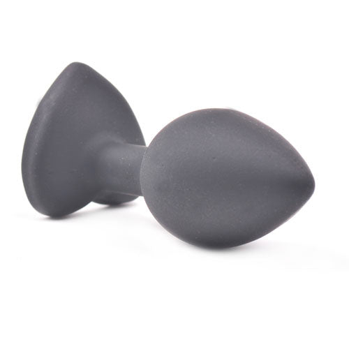 Small Heart Shaped Diamond Base Black Butt Plug